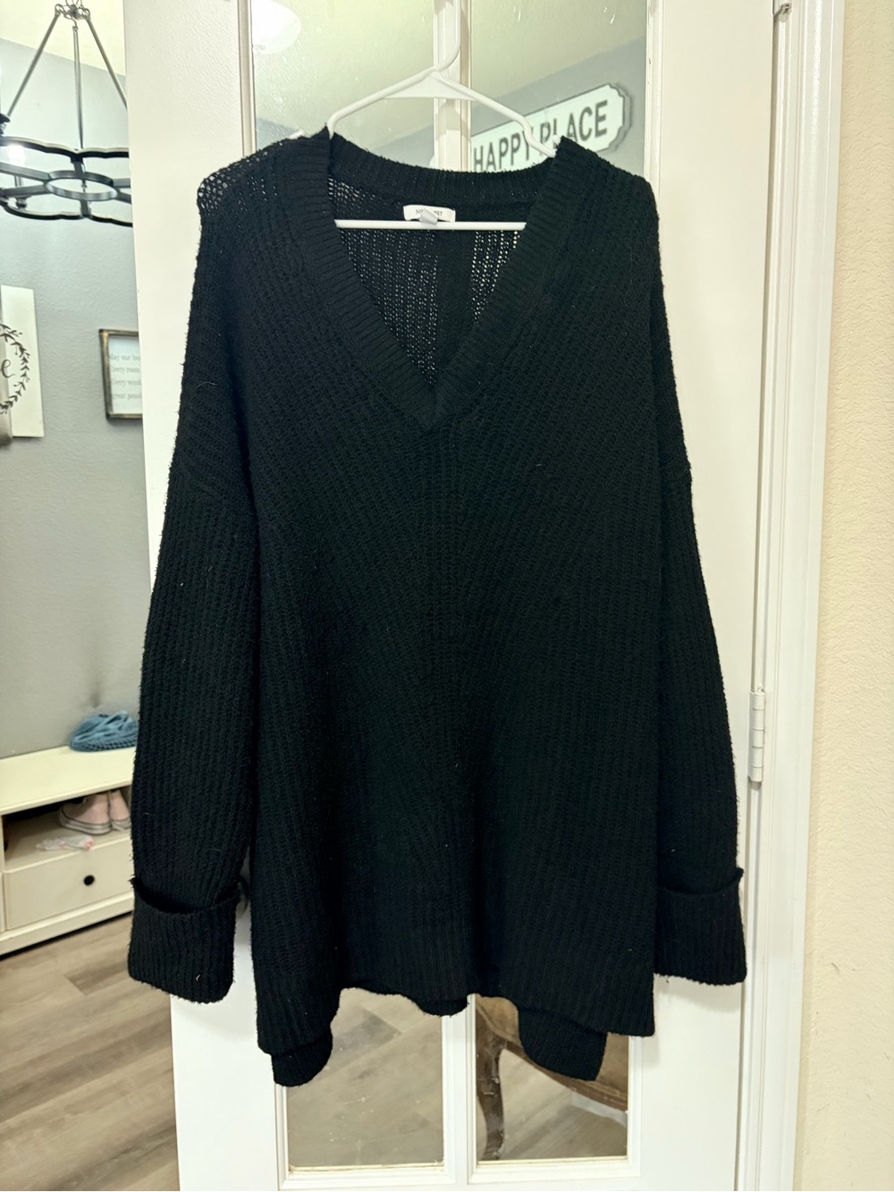Nine West Black V-Neck Chunky Knit Sweater
